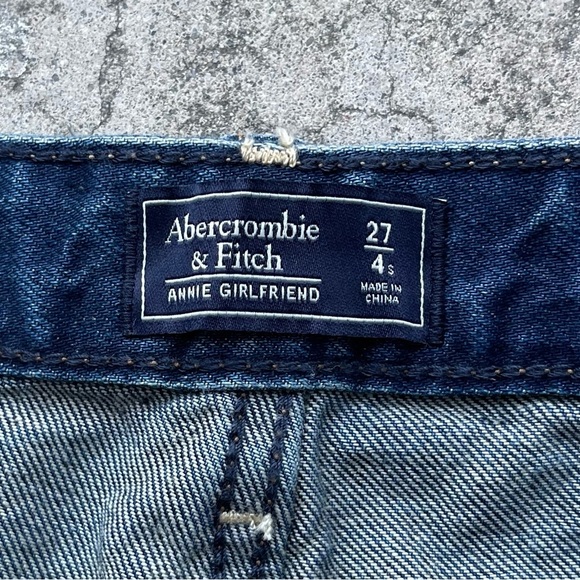 Abercrombie Floral Annie Girlfriend Jeans Embroidered Sz 27/4 short raw hem new - Picture 5 of 8